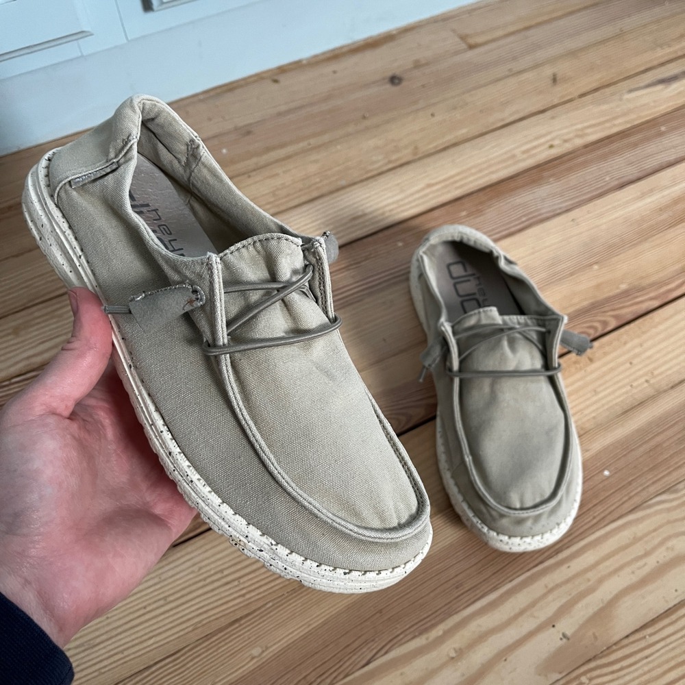 Hey Dude Wendy Grey Canvas‎ Slip On Shoes Women US 8 comfort casual loafer